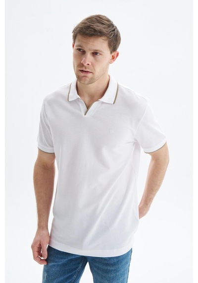 AR-MA Arma Erkek Regular Fit Basic % 100 Pamuk Pike Polo Yaka Tişört Y29374353802 Beyaz