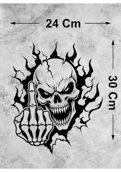 İskelet Kurukafa Sticker - İskeletor Kurukafa Kuru Kafa Sticker - Araba Oto Motosiklet Karavan Cam Laptop Sticker - 00352 30x24 Cm
