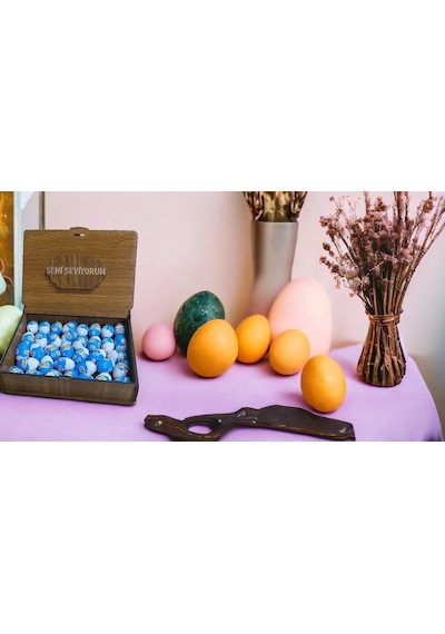 Ozmo Mini Yumurta Seni Seviyorum Yazılı Ahşap Hediye Kutusu 35 Adet Yumurta Sevdiklerinize Hediye Ozmo Mini Eggs Ahşap Kutulu