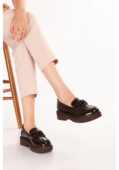 Gondol Hakiki Deri Hafif Taban Tokalı Oxford Ayakkabı Nhr.1073 Kahve Rugan Kahverengi Gondol Hakiki Deri Hafif Taban Tokalı Oxford Ayakkabı Nhr.1073 Kahve Rugan Kahverengi