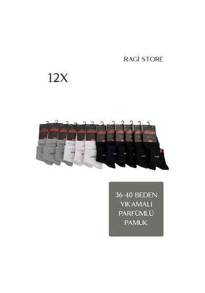 12'li Sport Erkek Yıkamalı Penye Patik Çok Renkli