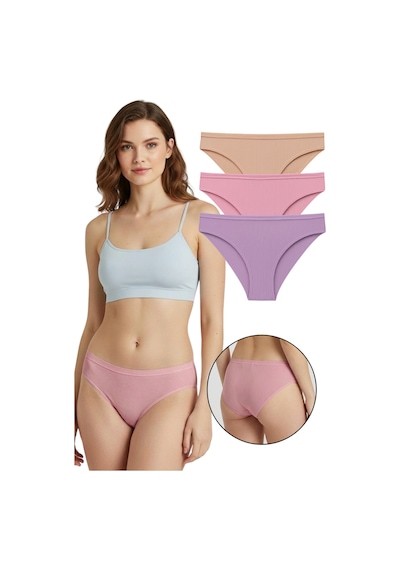 Sensu Kadın 3'lü Modal Fitilli Slip Külot Model-1 Model-1