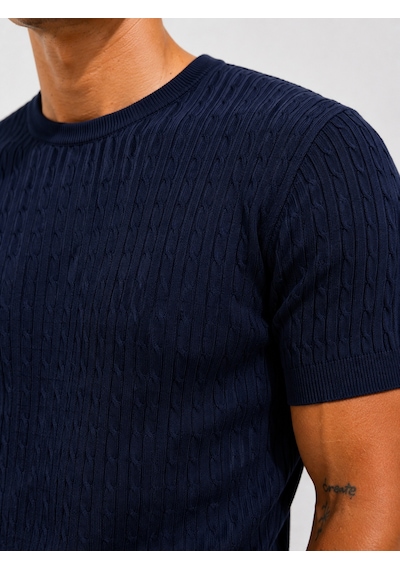 Ribana Erkek Kısa Kollu Bisiklet Yaka Esnek T-shirt 26022 Lacivert