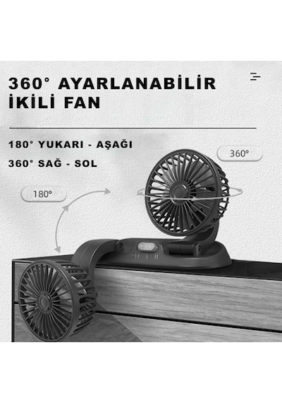 Powermaster Fan10 Mini 12 Volt Dc Çakmaklıklı Numaratörlü Plastik 2'li Araç Vantilatör 12V