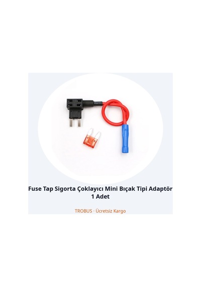 Trobus Fuse Tap Sigorta Çoklayıcı Mini Bıçak Tipi Adaptör 1 Adet Diğer