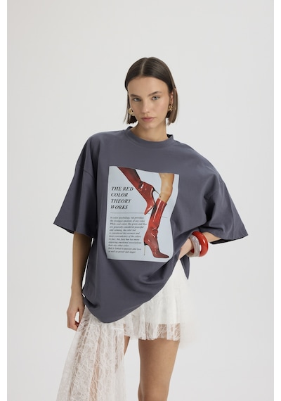 Mai Studıos Mai Studios Co. Theory Oversize Füme T-shirt Füme