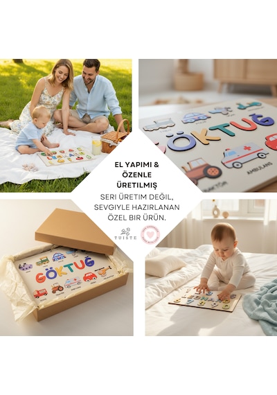 İsme Özel Bebek Hediyesi Montessori Oyuncak, Hediyelik Bebek Odası Dekor, El Yapımı Hatıralık Set 4