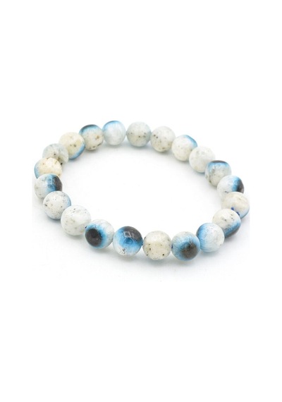 Hakiki Doğal Blue Ice Glaserit Taşı Bileklik 9 Mm Mavi