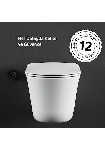 Creavit Nora Vortex Beyaz Asma Klozet No323, Creavit Nora Duck Duroplast Yavaş Kapak Beyaz