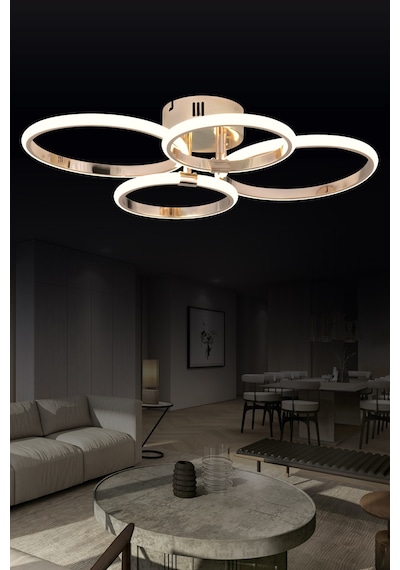 Pl 02 4 Model Gold 3 Renkli Salon Ve Oturma Odası İçin İdeal Alüminyum Avize, 60x10 Gold