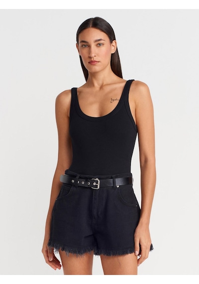Dilvin 21053 Askılı Bodysuit-siyah-12168 Siyah