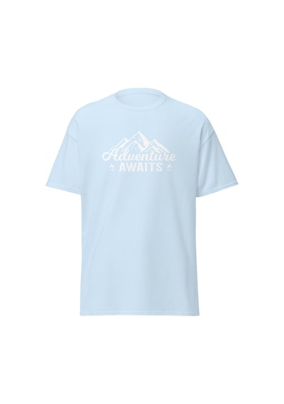 Wildstyle Adventure Awaits Dağ Macera Temalı Baskılı Unisex Bisiklet Yaka Pamuklu Tişört Bebek Mavisi