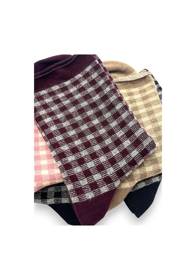 Socks Premium 5 Çift Bambu Kadın Dikişsiz Kareli Lastiksiz Roll Top İz Bırakmaz Soket Çorap Siyah-bordo-kahverengi-pembe Socks Premium 5 Çift Bambu Kadın Dikişsiz Kareli Lastiksiz Roll Top İz Bırakmaz Soket Çorap Siyah-bordo-kahverengi-pembe