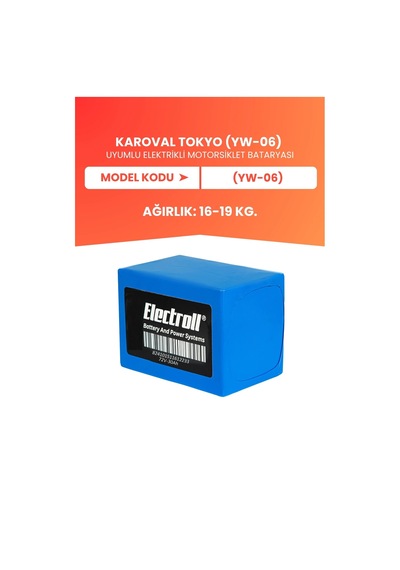 Karoval Tokyo Yw-06 Uyumlu Batarya Yüksek Kapasite Lifepo4 72v 30ah Elektrikli Motosiklet Bataryası