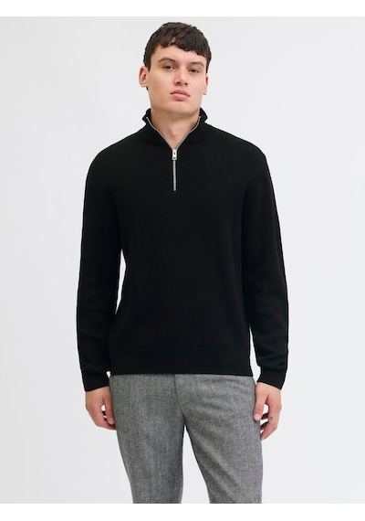 Jack & Jones Jprblamılano Stıtch Knıt Half Zıp Sn Black Black