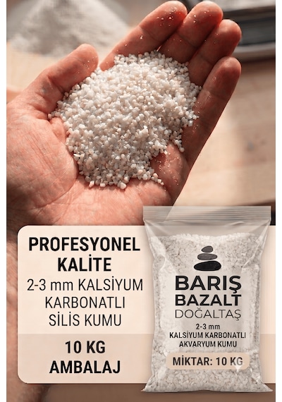 10 Kg 2-3 Mm Beyaz Akvaryum Kumu Kalsiyum Karbonatlı Silis Kumu Dekoratif Akvaryum Taban Kumu