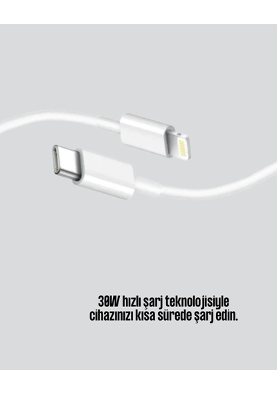 Ers  Kalite 30w Type-c Lightning Hızlı Şarj Kablosu 1.2m Dayanıklı