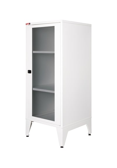 Lande - Ziglat 1110 - Metal Dolap - Cam Kapılı - Mat Beyaz. Beyaz