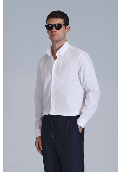 Lufian Jakob Erkek Basic Gömlek Slim Fit Beyaz Beyaz 112010642100500 Beyaz
