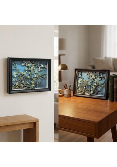 3d Katmanlı Badem Çiçekleri Sanat Tablosu Van Gogh Temalı Çerçeveli Hediyelik Dekoratif Masa Ve Duvar Panosu