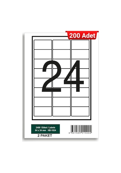 Herboy Hb-1024 64 X 34 Mm A4 Laser Etiket 200 Adet