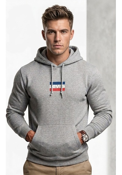 Levi's Kapüşonlu Gri Erkek Sweatshirt
