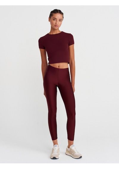 Dilvin 31906 Vücuda Oturan Kısa Kollu T-shirt-bordo Bordo