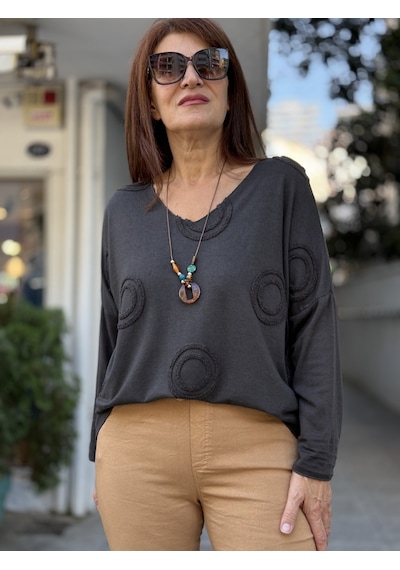 Butik İtalyan Kadın Yün Karışımlı Triko Antrasit