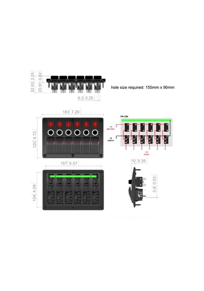 Shuıvan Bfy 6'lı Switch Panel Tam Otomatik Sigorta Paneli - Işıklı-1987