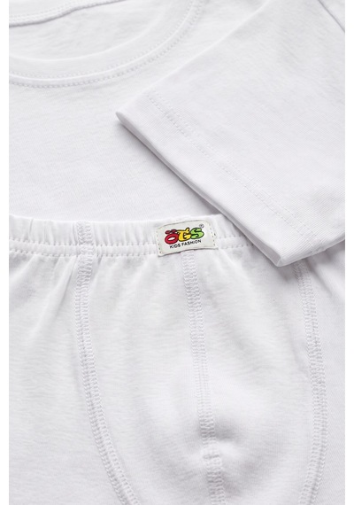 Öts Çocuk 3'lü Pamuklu T-shirt Boxer Takım Günlük Konforlu 7452-3 Beyaz-Beyaz