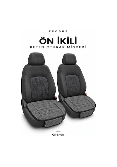 Honda City 2009-2013 Çizgili Keten 3'lü Minder Gri-siyah
