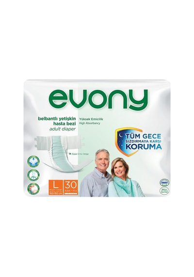 Evony Yetişkin Bezi 30'lu Large - Yüksek Emici, Sızdırmaz Koruma Tarı L