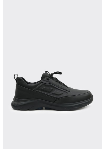 Derinet İthal Malzeme Lastik Bağcık Erkek Sneaker Siyah Siyah
