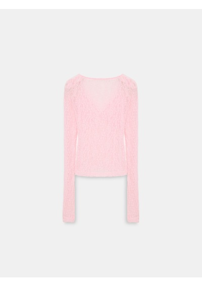 Dilvin 32625 Dantel Şerit Detaylı Top-açık Pembe