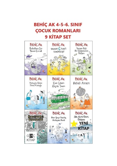 Behiç Ak Çocuk Romanları 4. 5. 6. Sınıflar 9 Kitap Set Postayla Gelen Deniz Kabuğu Bulutlara Şiir
