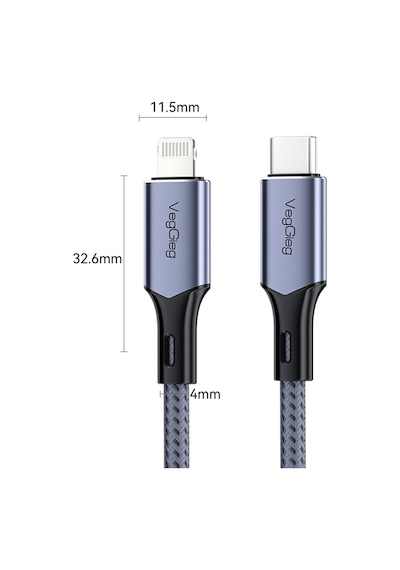 Veggieg 27w 3a Usb Type-c To Lightning iPhone Apple Uyumlu iPad  Mfı Hızlı Şarj Ve Data Senkronizasyon Kablosu 2 Metre
