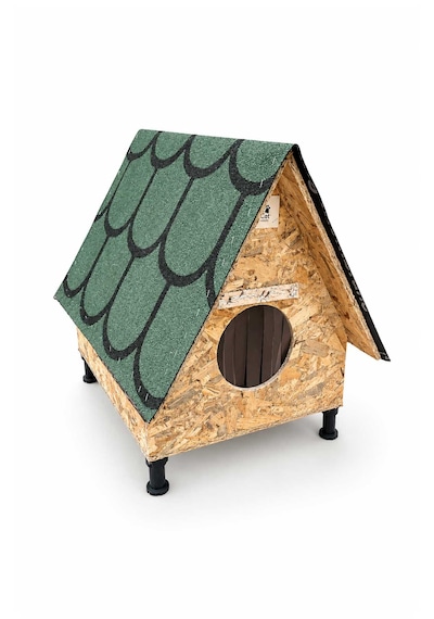 Reyo Narım Bungalov Kedi Evi, Kedi Barınağı Isı Ve Suya Dayanıklı Çatı 45x60x70 Cm