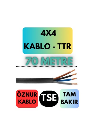 Öznur 4x4 Ttr Kablo Metre Seçenekli Siyah - 70 Metre
