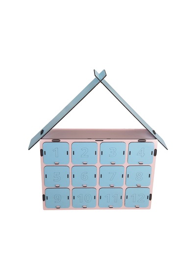 Mingitav Adventa Advent Calendar Ahşap 12 Çekmeceli Numaralı Karne Yılbaşı Doğum Günü Ödül Boş Hediye Kutusu Çocuk Odası Dekoru Pastel Pembe - Pastel Mavi - 889418564 Pastel Pembe - Pastel Mavi