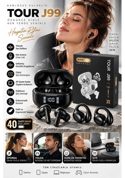 Nm Store Küpe Tasarımını Sevenlere 4 Kulaklıklı Bluetooth Kulaklık Seti Kulağa Girmeyen Tasarım