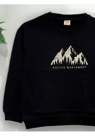 Zekids Erkek Çocuk Northwest Baskılı İnce Sweat-14236 Siyah