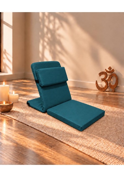Meditasyon Sandalyesi İlave Yastıklı Backjack Xl Yoga, Nefes, Meditasyon Sandalyesi Duck Kumaş Koyu Petrol Mavisi/buz Mavisi