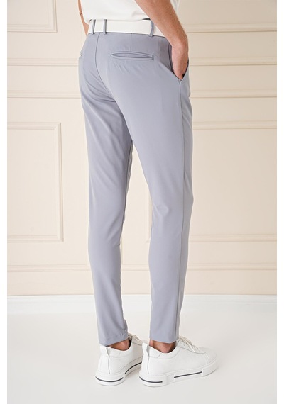 Efor Slim Fit Yan Cepli Düz Esnek Casual Gri Mavi Pantolon P 1144 Gri - Mavi