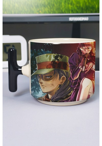 Black Lagoon Anime Baskılı Seramik Lüks Kupa 1 Adet T Şeklinde Özel Siyah Kulp Dalga Kulp V4t Çok Renkli