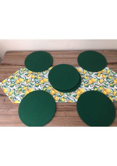 Vintage Limonlar Desenli Runner & Supla Çok Renkli