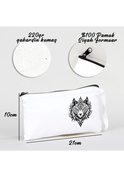 Tattoo Bez Kalemlik Çanta 21x10 Cm Beyaz - No.06 Beyaz - Siyah