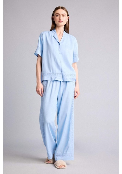 Defacto Regular Fıt Uzun Boy Dokuma Pijama Alt G4372ax26spbe745 Mavi-be745