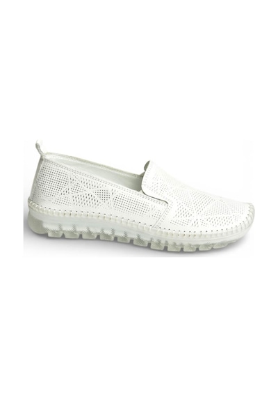 Fox Shoes Y555117003 Beyaz Hakiki Deri Comford Ortopedik Taban Kadın Ayakkabı Beyaz