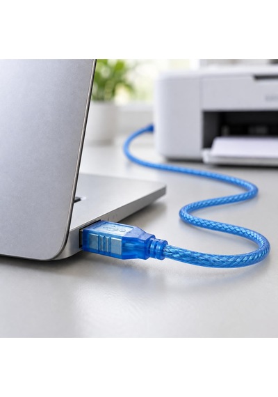 150 Cm Usb Yazıcı Kablosu, Usb-a To Usb-b Printer Bağlantı Kablosu, Yazıcı Tarayıcı Bilgisayar Veri Aktarım Kablosu, Dayanıklı Örgülü Yapı, 1.5 Metre Mavi