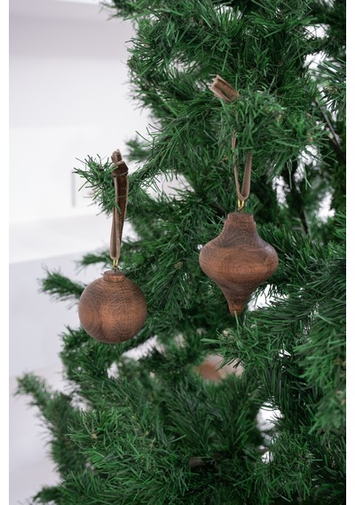 X Den.ınteriors Yılbaşı Ahşap 2 Li Set Top Topaç Noel Ağaç Süsü Venge - 667571794